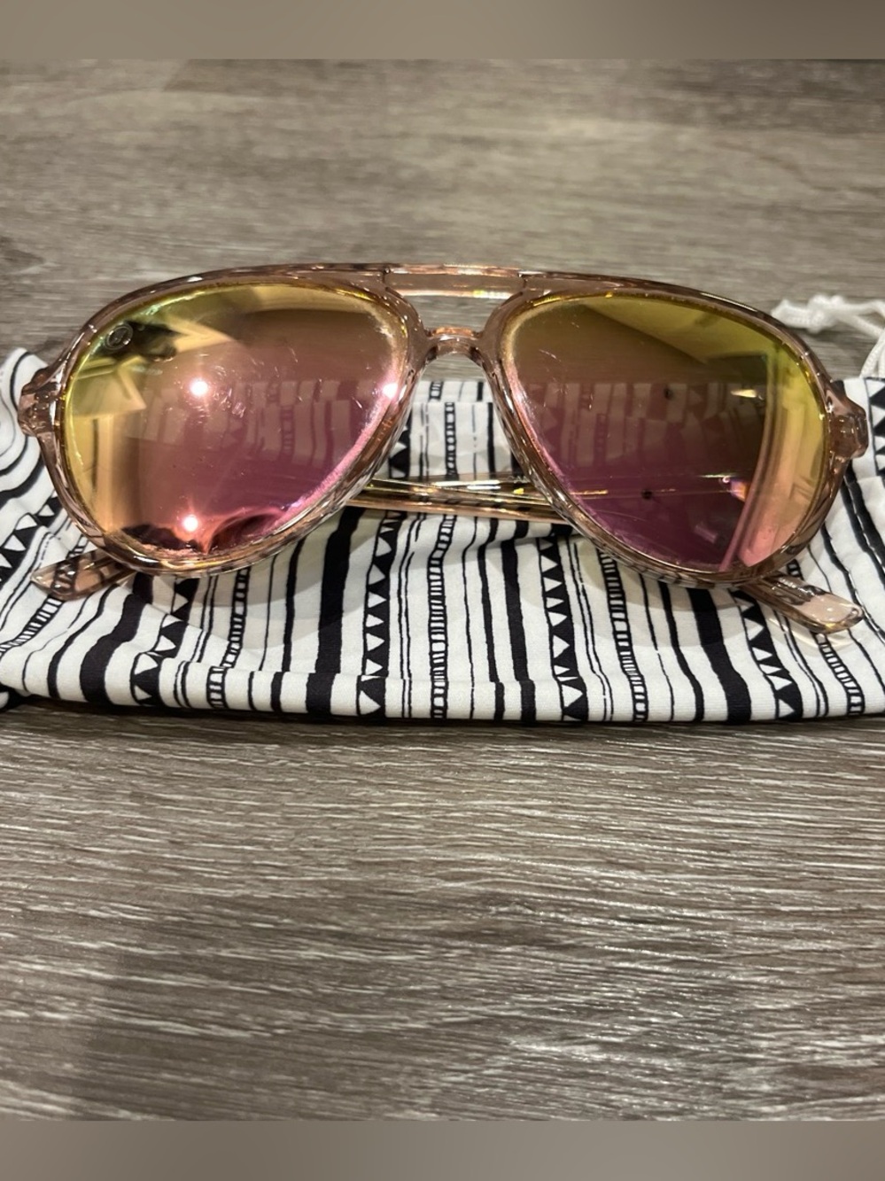 Women's Pink-Gold Mirrored Aviator Sunglasses